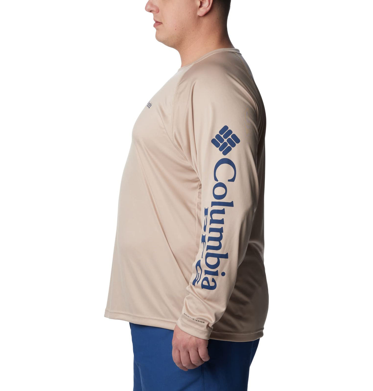 Columbia Men's Terminal Tackle Long Sleeve Shirt, Ancient Fossil/Carbon Logo, 1X Big