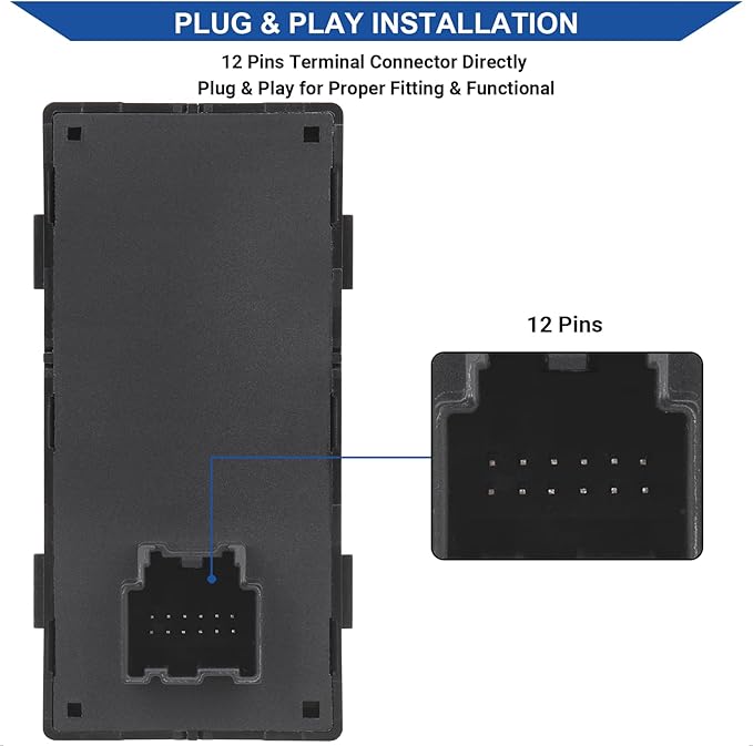 Obaee Window Switch Power Control Button Compatible with 2014-2021 Chevy Silverado 1500, Chevrolet Silverado & GMC Sierra 2500 HD 3500 HD, Colorado & Canyon, Replace OEM 23427098 DWS1778 12 Pins