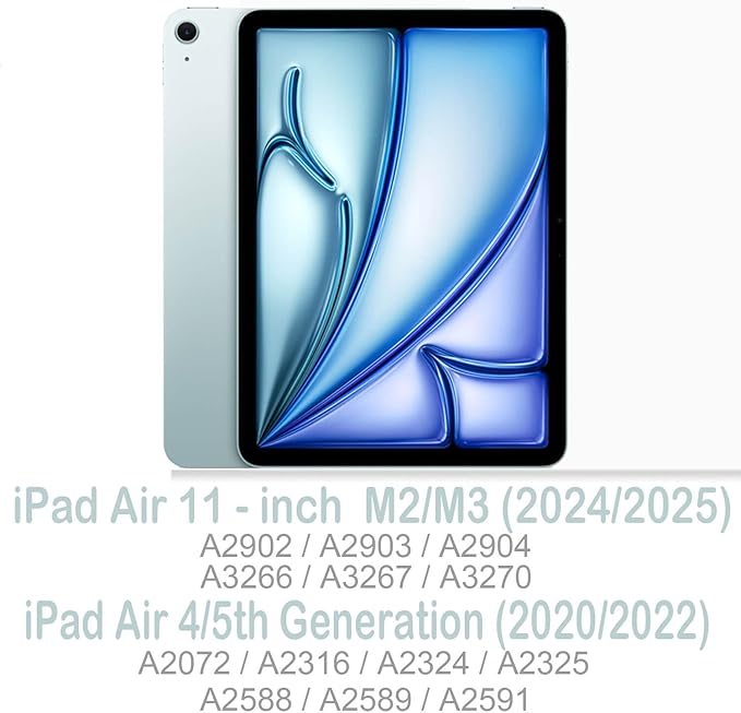 Feams Case for iPad Air 11-inch M4 2026 / M3 2025 / M2 2024 iPad Air 5th/4th Generation 2022/2020 10.9 Inch Y-Fold Standing Case Clear Back with Portrait Stand &amp Pencil Holder Beige Checkered