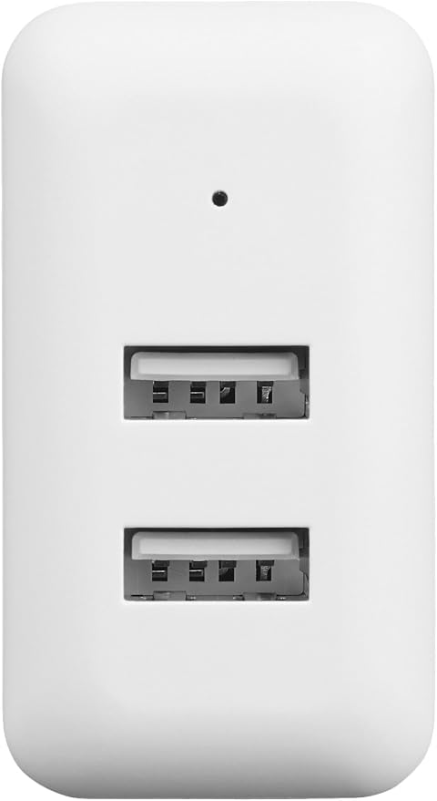 Amazon Basics 24W Two-Port USB-A Wall Charger for Multiple Devices Space-Saving Design 12W 2.4A per Port for iPhone 16/15/14/13/12/11/X Samsung and More Black