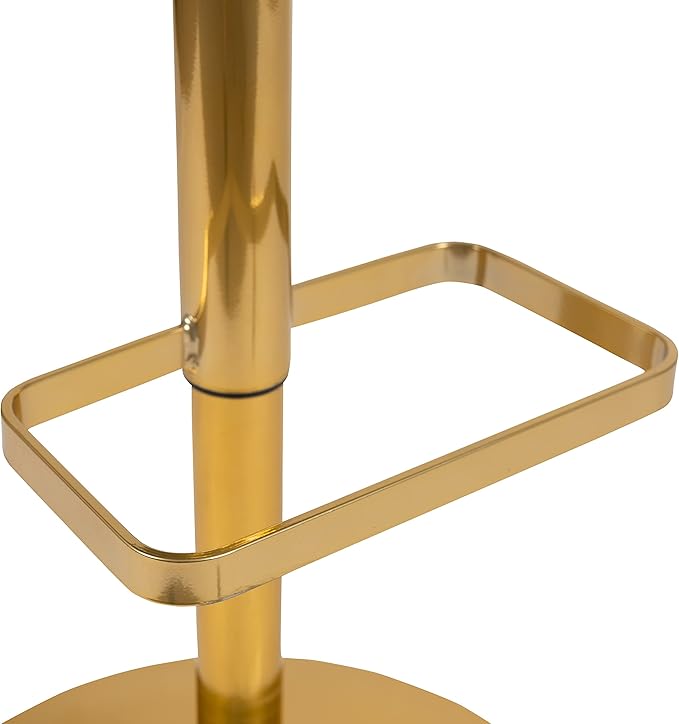 Flash Furniture Erik Contemporary Adjustable Height Barstool with Footrest and Rounded Mid-Back, Upholstered Bar or Counter Height Stool, Black/Gold