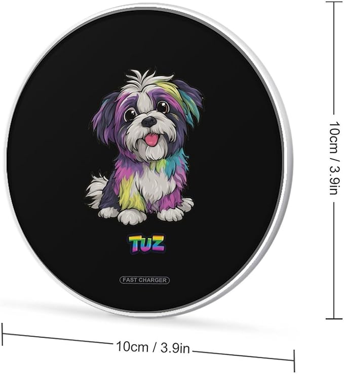 Colorful Shih Tzu Wireless Charger SlimWireless Charging Pad Anti-Slip Charger Mat for Men Women