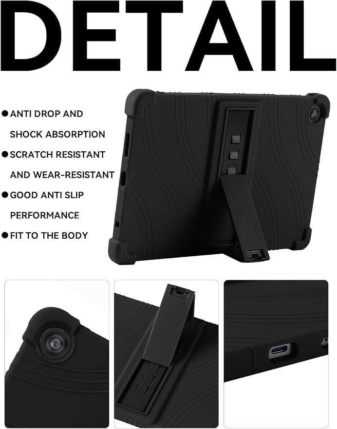 Case for T-Mobile REVVL Tab 2 10.1 Inch Tablet 2025 - Kid-Friendly Soft Silicone Cover with Adjustable Stand Compatible with T-Mobile REVVL Tab 2 5G 10.1 (Black)