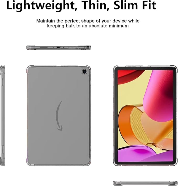 Clear Case for All-New Amazon Kindle Fire Max 11 Tablet (13th Generation 2023 Release) 11 Slim Lightweight Shell Transparent Soft TPU Back Shockproof Crystal Reinforced Corner Cover Clear