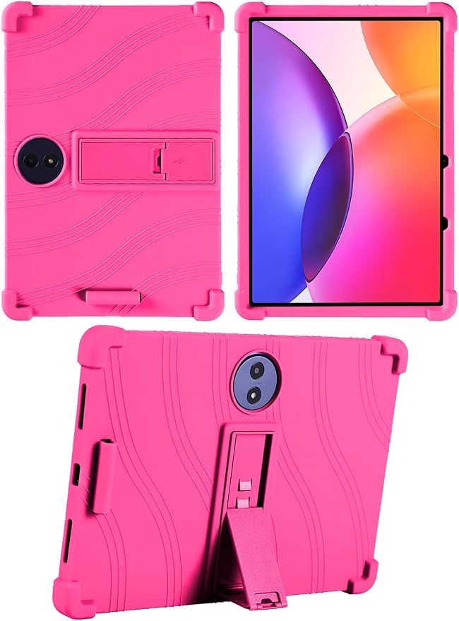 Silicone Case with Kickstand for TCL Tab A1 Plus 12.2 (Model 9445X) Soft Shockproof Protective Cover Stand Tablet Case (Black)
