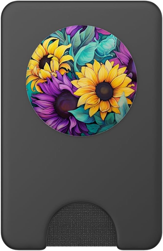 Teal Purple Sunflower Pastel Floral PopSockets Adhesive PopGrip
