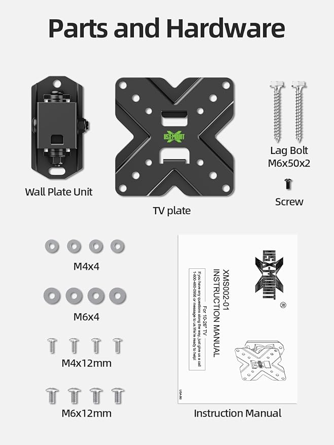 USX MOUNT Small TV Wall Mount Monitor Bracket | RV TV Mount | with Swivel and Tilt VESA Wall Mount for 10-26 27 32 inch LED OLED TVs and Monitors - VESA Size Up to 100x100mm and 22lb Capacity-XMS002