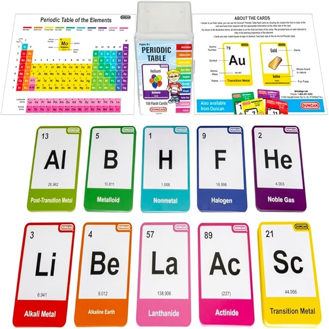 Duncan Toys Periodic Table Flash Cards - Hard Case for Easy Transport and Storage, with Additional Fun Fact Each Card