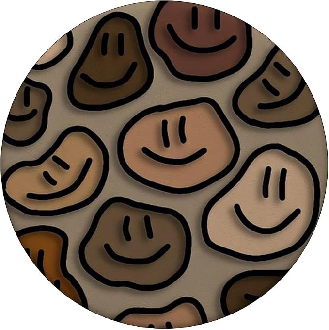 Trippy Liquid Swirl Dripping Art Aesthetic Beige Smile face PopSockets Adhesive PopGrip