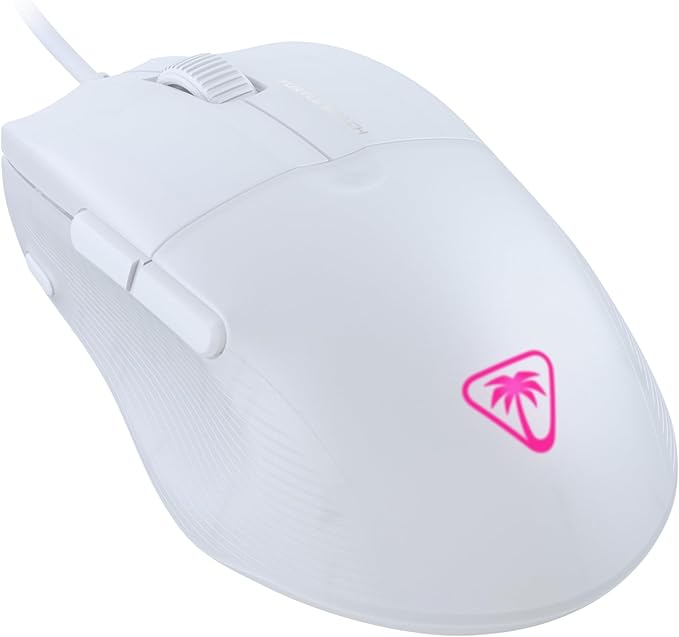 Turtle Beach Pure SEL Wired RGB Gaming Mouse, Ultra-Light 49g Ergonomic Design, 8000 DPI Optical Sensor, Mechanical Switches, Pretension System, Pure PTFE Glides, AIMO RGB Lighting – White