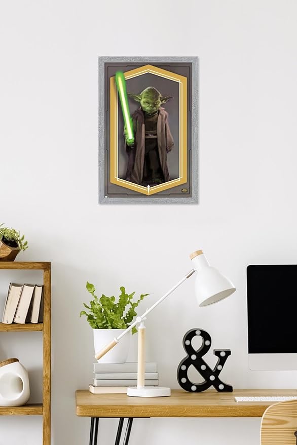 Trends International Star Wars: The High Republic - Yoda Wall Poster, 22.4L x 14.7W, Gray Framed Version
