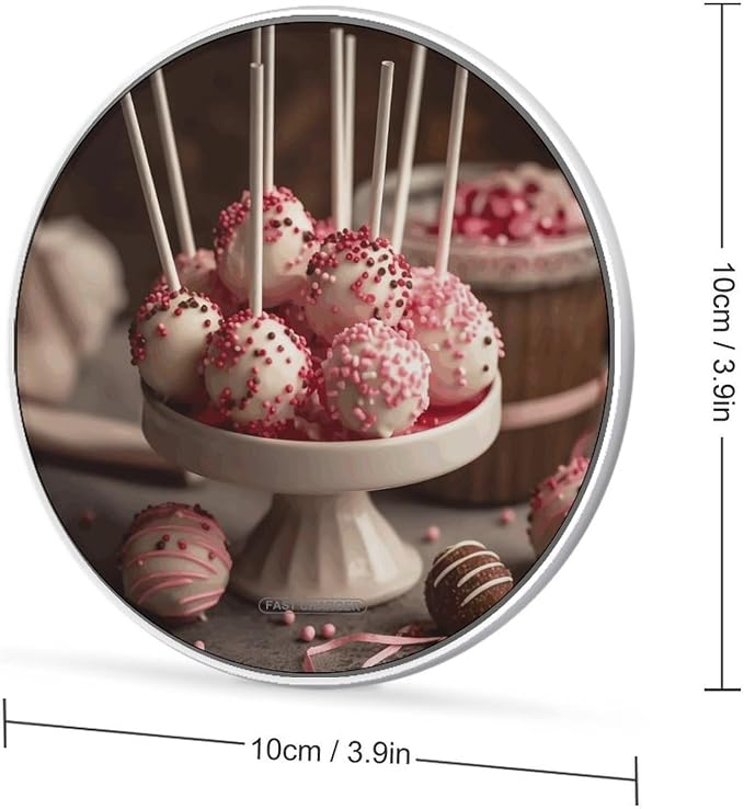 Stack of Cake Pops Wireless Charger with Aluminum Alloy Frame Qi Certified Fast Wireless Charging Pad 10W Charging Station Portable Phone Charger for All Wireless Charging Phone