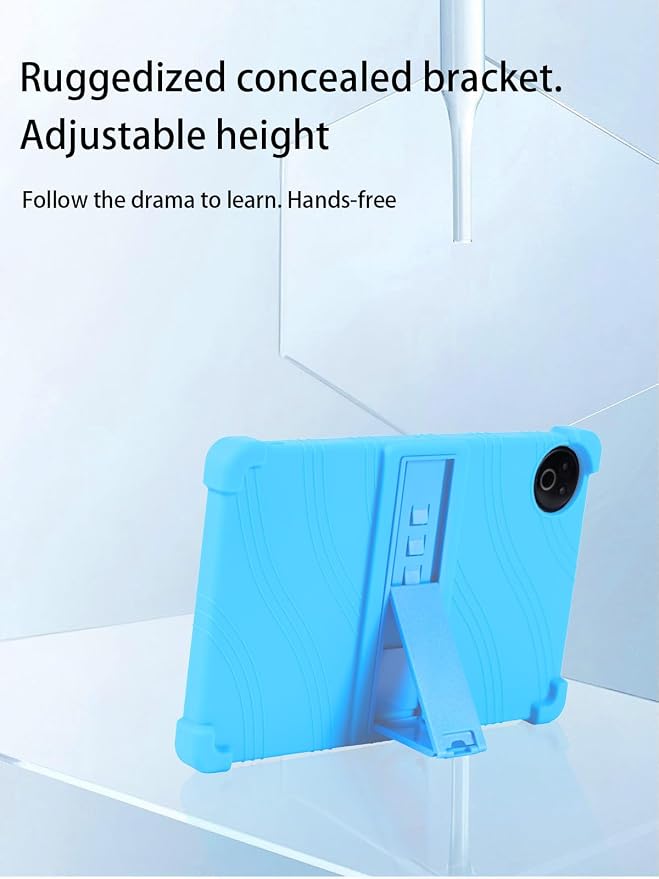 for Evermyth 10 Inch Android 15 OS GMS Certified Tablets CaseUYRUREL Soft Silicone Adjustable Stand Cover Lightweight Kids FriendlyBlack.