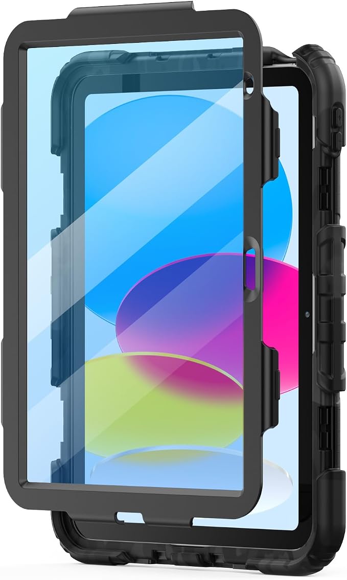 Dteck for Apple iPad 11 inch (A16 11th Gen) iPad 10.9 inch (10th Gen) Slim Clear Case with Kickstand Pencil Holder Reinforced Shockproof Corners Soft TPU Lightweight Protective Cover Transparent