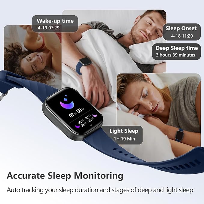 FITVII Health & Fitness Tracker (Answer/Make Calls), Smart Watch with 24/7 Heart Rate and Blood Pressure, Sleep Tracking, Blood Oxygen Monitor, 120+ Sport Modes Activity Tracker for Women Men