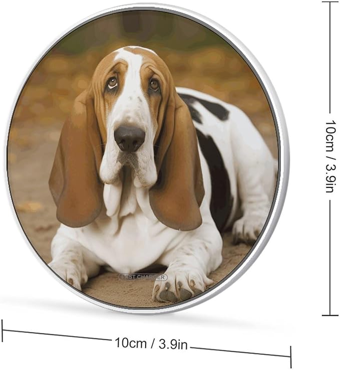 Basset Hound Wireless Charger 10W Qi-Certified Fast Wireless Charging Pad with USB Cable &amp LED Indicator Fashion Charger Mat Portable Charging Station for All Qi-Enabled Phones