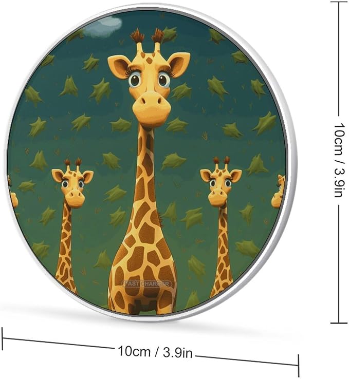 Cartoon Giraffe Wireless Charger 10W Fast Charging Pad Anti-Slip Qi Certified Wireless Charging Pad Charging Station Portable Phone Charger for All Wireless Charging Smartphone