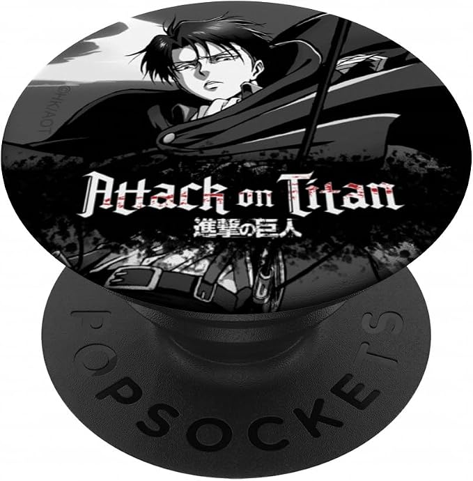 Attack on Titan Black and White Levi Splatter Logo Anime PopSockets PopWallet for MagSafe