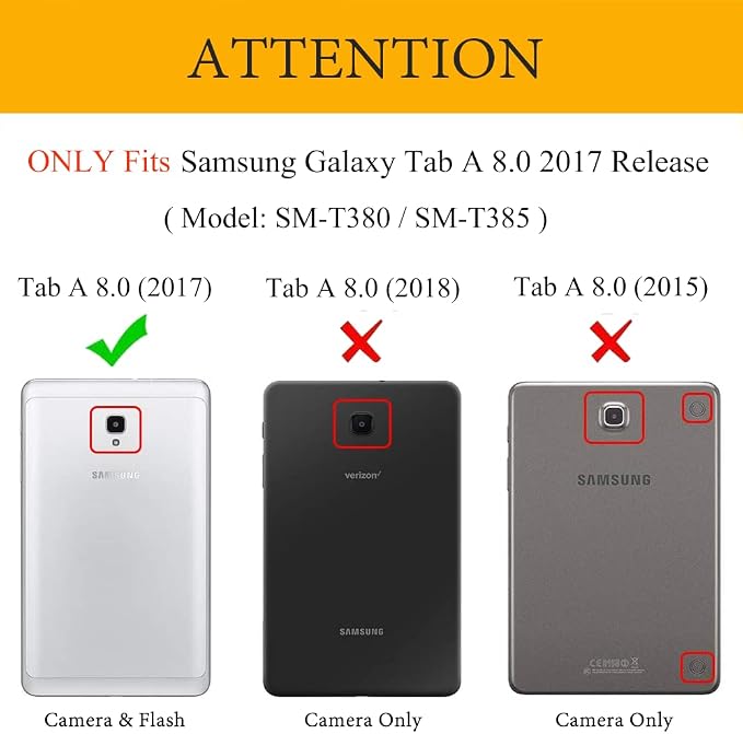 Case for Galaxy Tab A 8.0 2017 Old Model 360 Degree Rotating Case Cover for Samsung Galaxy Tab A 8.0 Inch 2017 Release (SM-T380/SM-T385) - Black