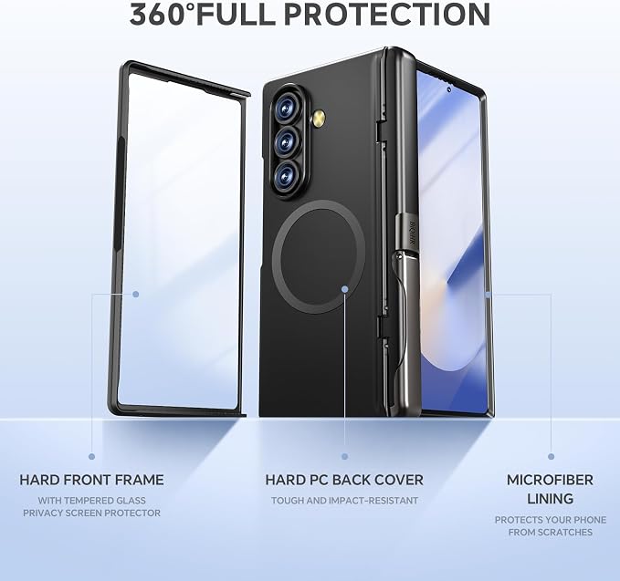for Samsung Galaxy Z Fold7 Case [Compatible with Magsafe] [Invisible Kickstand &amp HD Screen Protector] Protective Phone Case for Samsung Galaxy Z Fold 7 Black