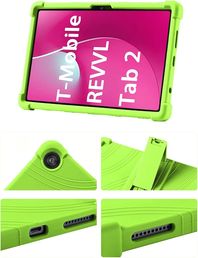 Case for T-Mobile REVVL Tab 2 10.1 Inch Tablet 2025 - Kid-Friendly Soft Silicone Cover with Adjustable Stand Compatible with T-Mobile REVVL Tab 2 5G 10.1 (Black)