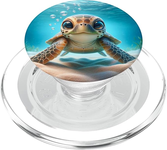 Adorable Cute Kawaii Sea Turtles in The Ocean PopSockets PopGrip for MagSafe