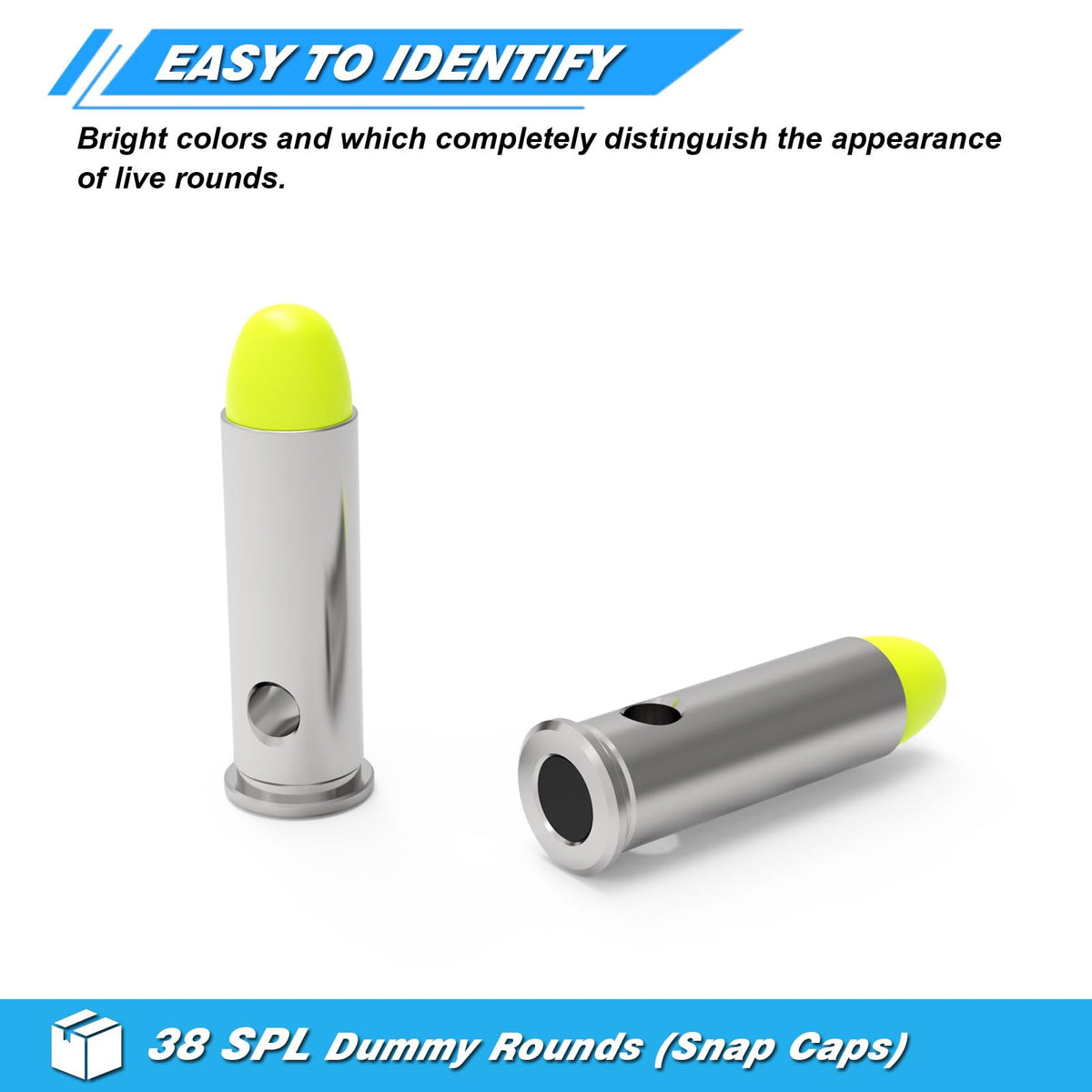 Artemis 38 SPL Snap Caps Dummy Rounds - Closed Weight & Precise Size for Safe Firearm Training, Fault Diction Test and Dry Fire Practice 10 Pack