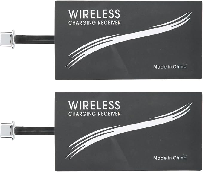 Diyeeni Wireless Charger Receiver 2pcs Type C Universal Charging Adapter Self Adhesive Sticker Ultra Thin Fast Charging for All Type C Cellphones
