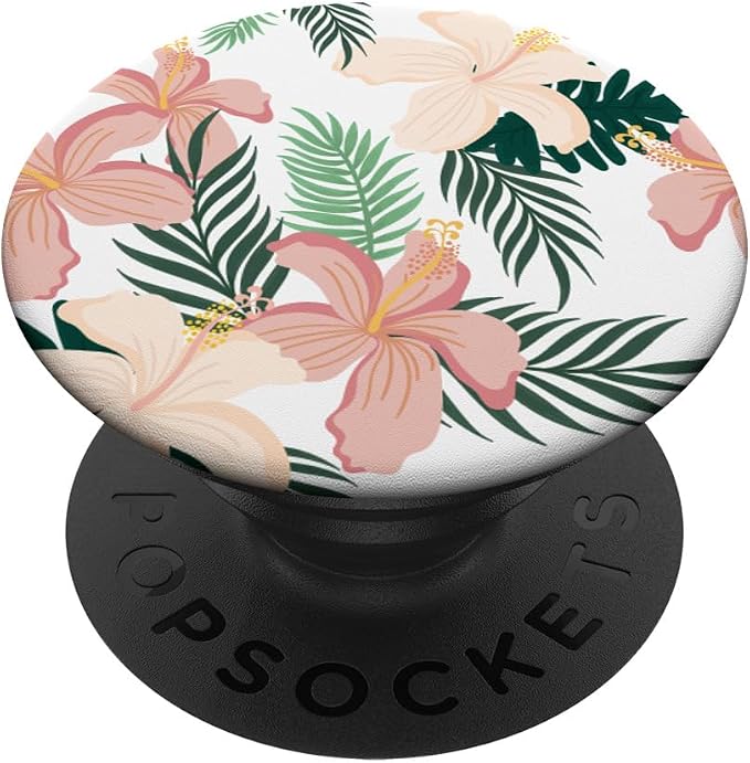 Tropical Hibiscus Flower of Hawaii with Floral Pattern PopSockets Adhesive PopGrip