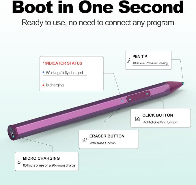 ASUS Stylus Pen for Transformer/Vivobook Flip/Notebook Touchscreen Laptop/Tablet - Rechargeable 4096 Pressure Sensitivity Microsoft MPP Protocol Black