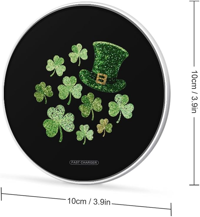 Stpatricks Day Shamrock Irish Clover Wireless Charger SlimWireless Charging Pad Anti-Slip Charger Mat for Men Women