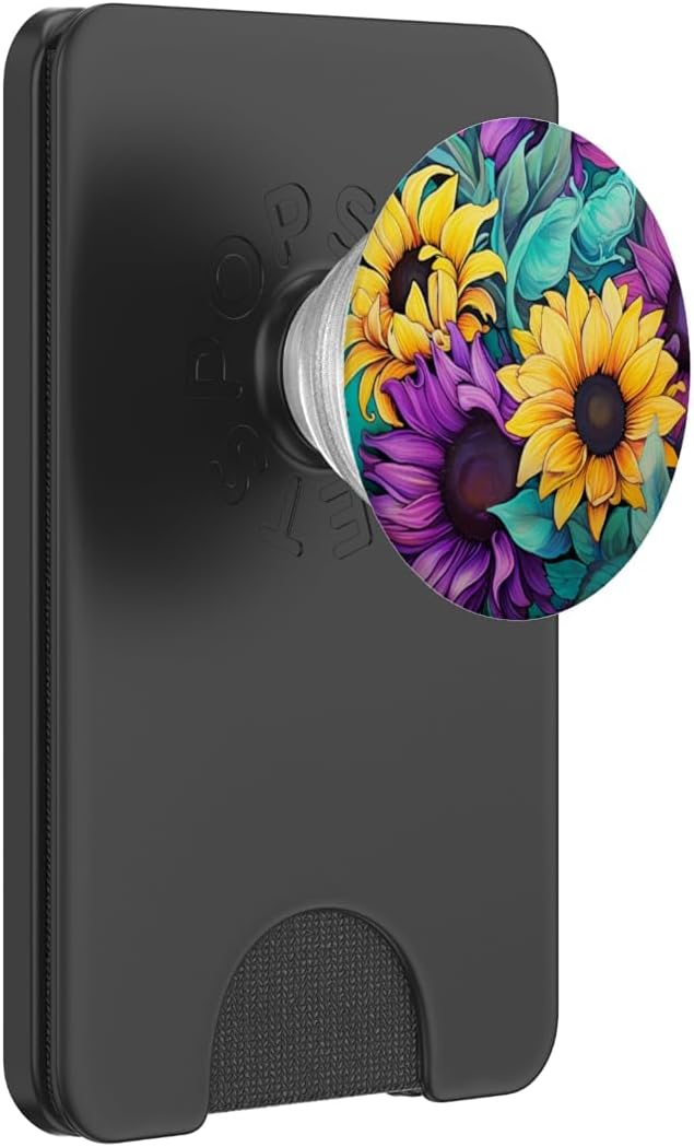 Teal Purple Sunflower Pastel Floral PopSockets Adhesive PopGrip