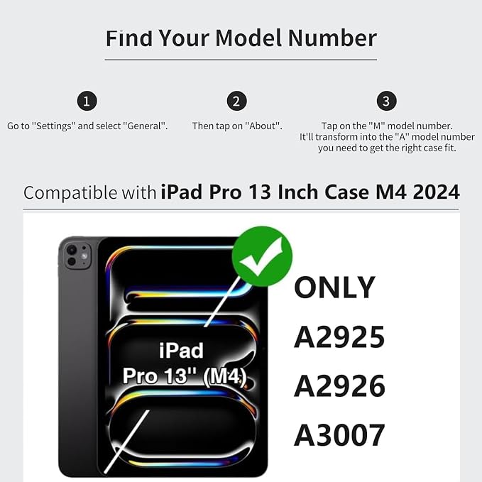 Case for iPad Pro 13 inch Case M5 2025/M4 2024 with Pencil Holder | Supports Pencil Pro/Pencil Auto Sleep/Wake Function Vegan Leather Smart Stand Cover (Black)