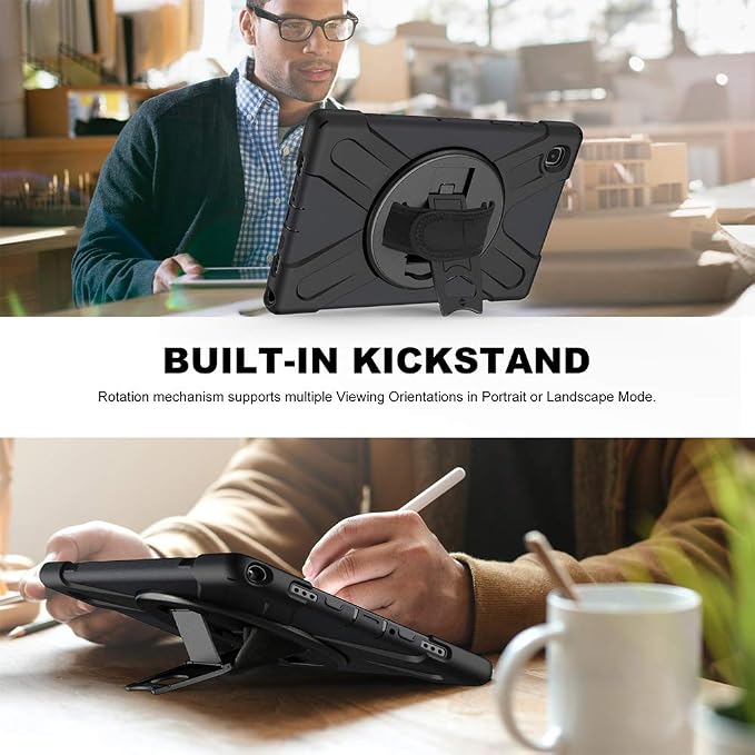 ZenRich Rugged Case for Samsung Galaxy Tab A7 10.4inch 2022/2020 | Shockproof Protective Case with S Pen Holder 360 Rotating Kickstand Hand Strap &amp Shoulder BeltSM-T500/T503/T505/T507/T509
