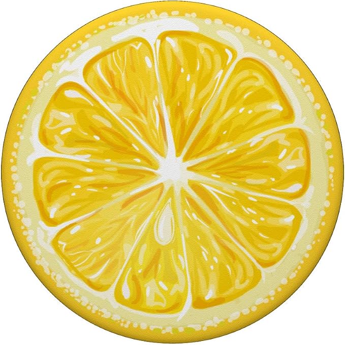 Yellow Lemon Pattern Slice for Boys Girls Lemon Print Black PopSockets Adhesive PopGrip