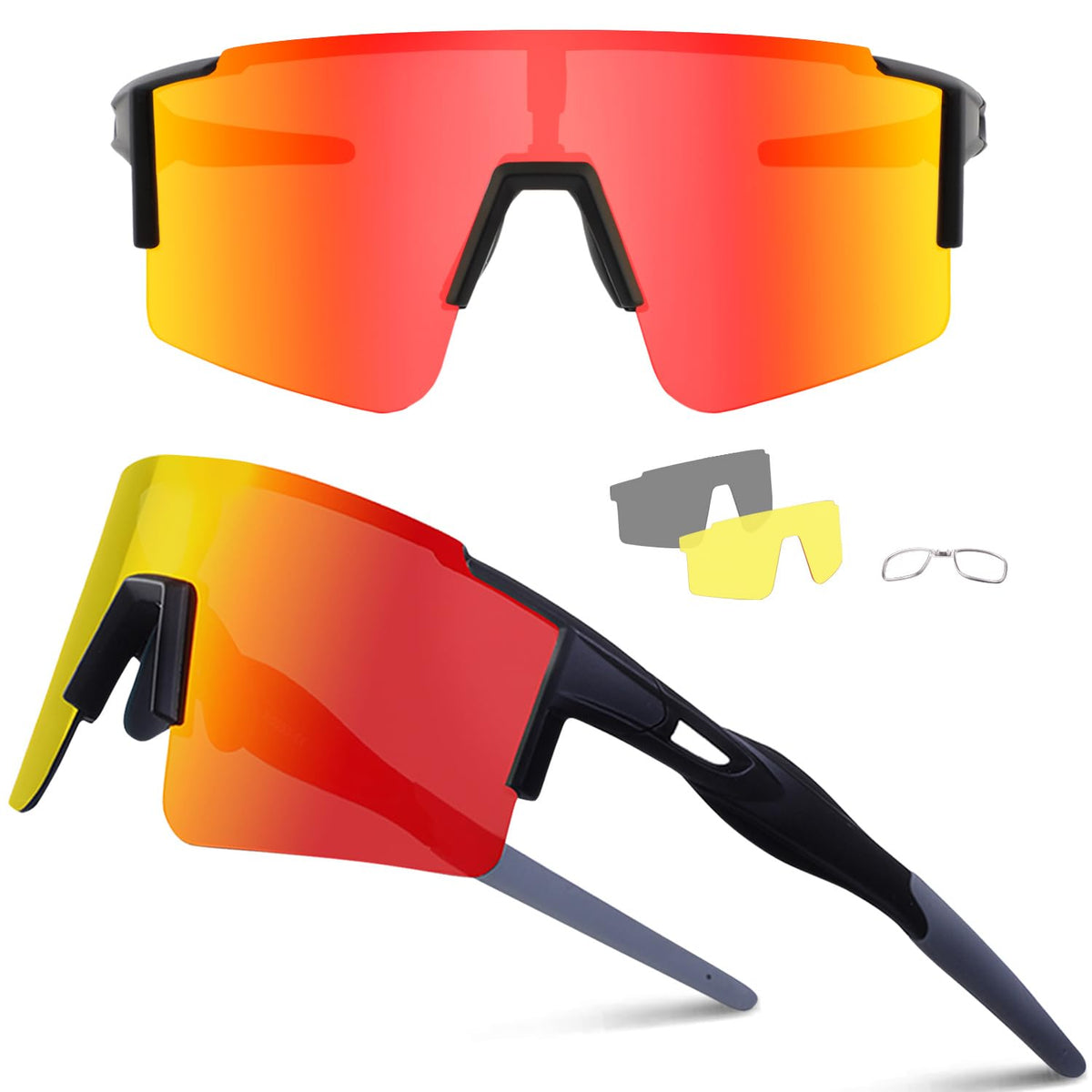 Ukoly Cycling Sunglasses for Men & Women - 3 Interchangeable Lenses, Polarized Sports Sunglasses