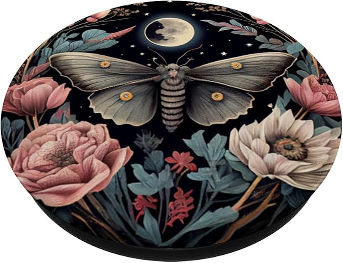 Moth Moon Flowers Astrology Celestial PopSockets Adhesive PopGrip