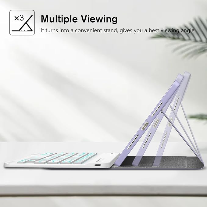 FINTIE Keyboard Case for iPad mini 7th Generation (A17 Pro) / mini 6 8.3 | Detachable Magnetic Bluetooth Keyboard Soft TPU Cover Multi-Angle Viewing Pencil Holder Backlight/Fantasy Ombre