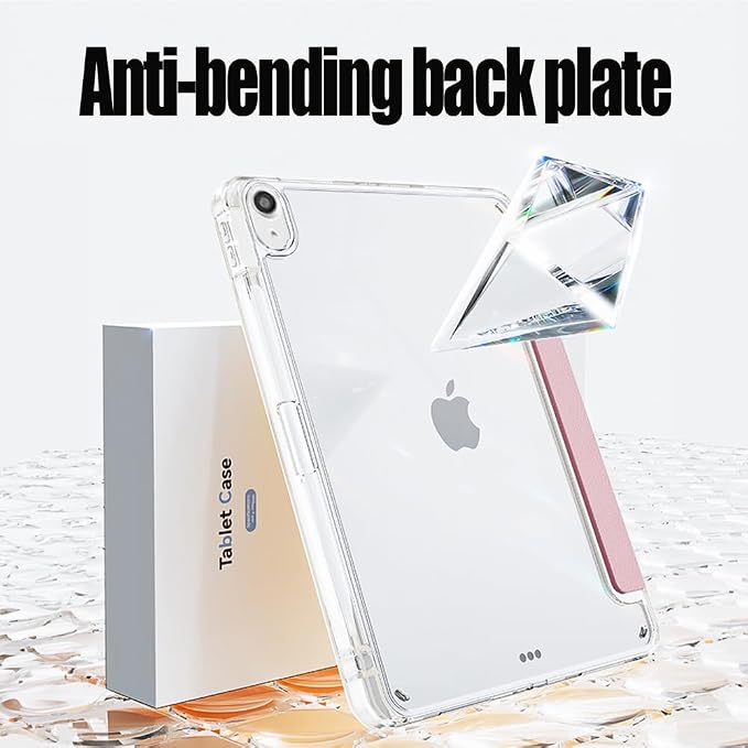 Slim Case for iPad Air 11 M4/M3/M2 &amp 10.9 5th/4th Gen Aqua Blue | Pencil Holder Multi-Angle Y Fold Stand Clear Acrylic Cute Cover Auto Wake-Sleep 2026/2025/2024/2022/2020