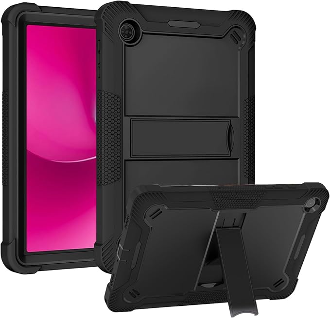 Case for T-Mobile REVVL Tab 2 Android 15 Tablet 10.1 inchHeavy Duty Shockproof Protective Cover with KickstandKids Friendly4 Corners Thicken ShockproofBlack