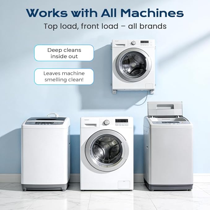 Washing Machine Cleaner Tablets, Deep Cleaning Descaler for Front & Top Load Washers, Clean Inside Drum and Laundry Tub Seal (1 box)