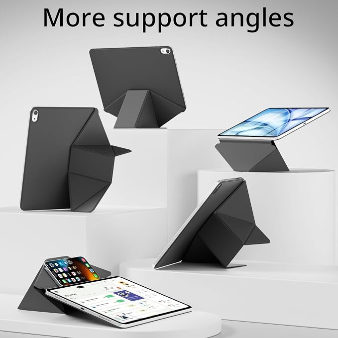 Dynamic Folio Magnetic Case for iPad A16 11th/10th Gen 11/10.9 inch | Removable Cover with 20+ Multi-Angle Stand Strong Attachment| Detachable Clasp| Ultra Thin| Auto Wake/Sleep Black