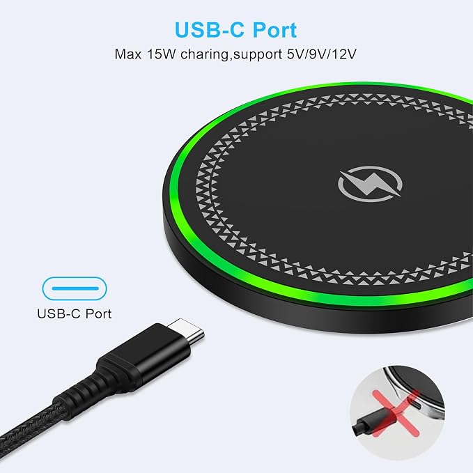 Samsung S25 Wireless Charger Fast Charging Pad Wireless Phone Charger for Android Samsung Galaxy S25 Ultra Edge S24 S23 S22 Cargador Inalámbrico para for iPhone 17 Pro Max Air 17 16 15