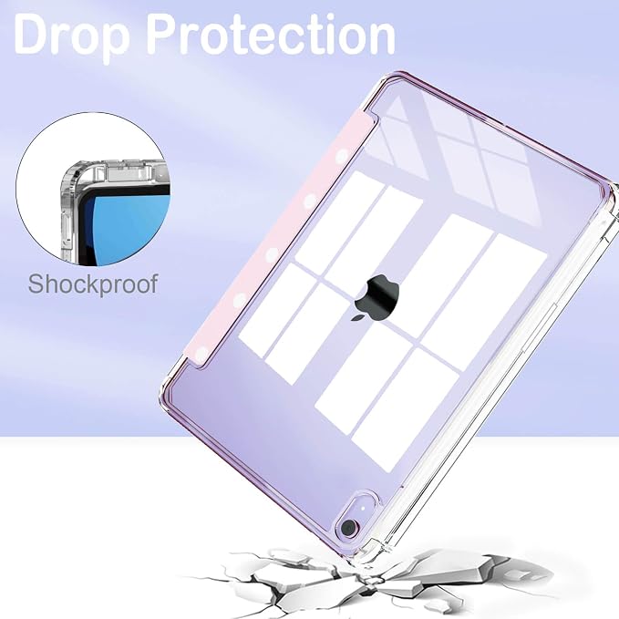 Feams Case for iPad mini 7 A17 Pro 2024/iPad Mini 6 2021 Slim Lightweight Trifold iPad mini 7 A17 Pro Case 8.3 Inch 2024 Clear Back Cover with Pencil Holder &amp Auto Sleep Blue Bow