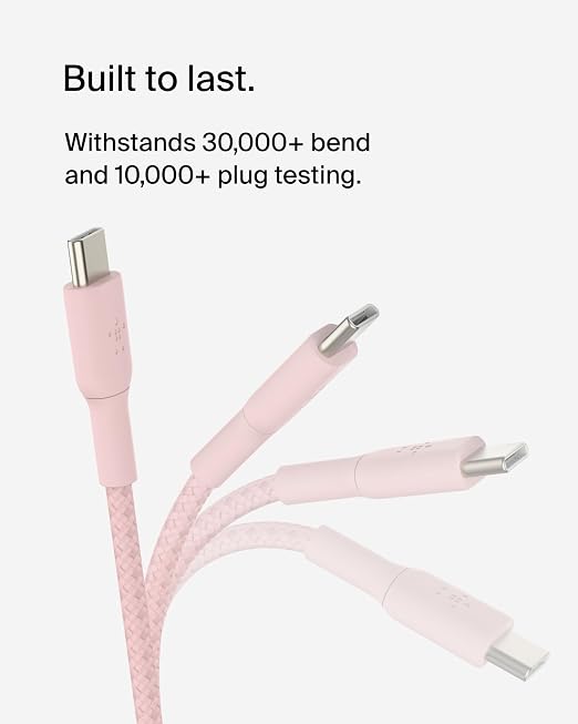 Belkin USB C to USB C Braided Cable 3.3ft iPhone Charger Cord | tangle-free braided cord iPhone 17/16 Samsung Galaxy S25 Pixel 9 MacBook iPad Pro Nintendo Switch 2 travel essential