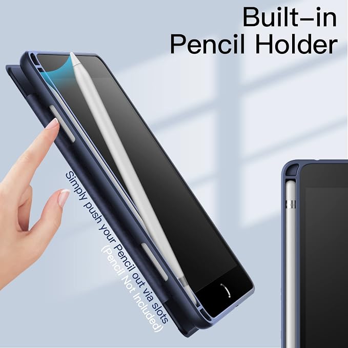 JETech Case for iPad mini 5/4 (7.9-Inch 2019/2015 Model) with Pencil Holder Clear Transparent Back Shell Slim Stand Shockproof Tablet Cover Auto Wake/Sleep (Black)