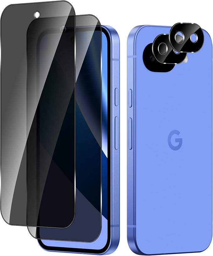 Privacy Screen Protector for Google Pixel 10 Lens Protector | [2+2] 9H Hardness Tempered Glass Protective Film + Camera Lens Protector [Full Coverage] [Anti-Spy] [Scratch-Resistant]
