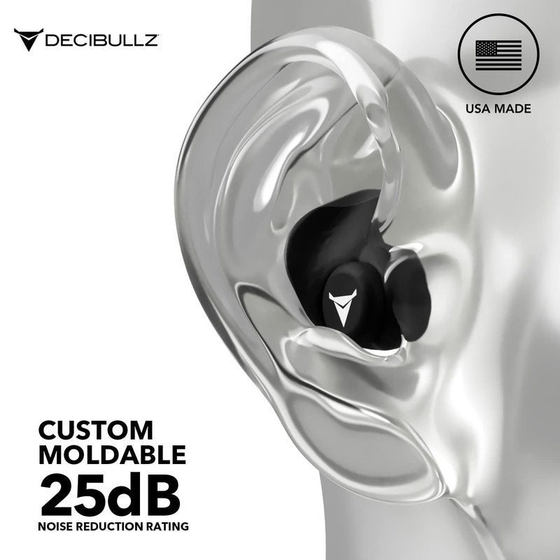 Decibullz 25-Decibel Noise-Reduction Earplugs for Hearing Protection, Custom-Molded Reusable Earplugs for Noise Sensitivity & Flights, White