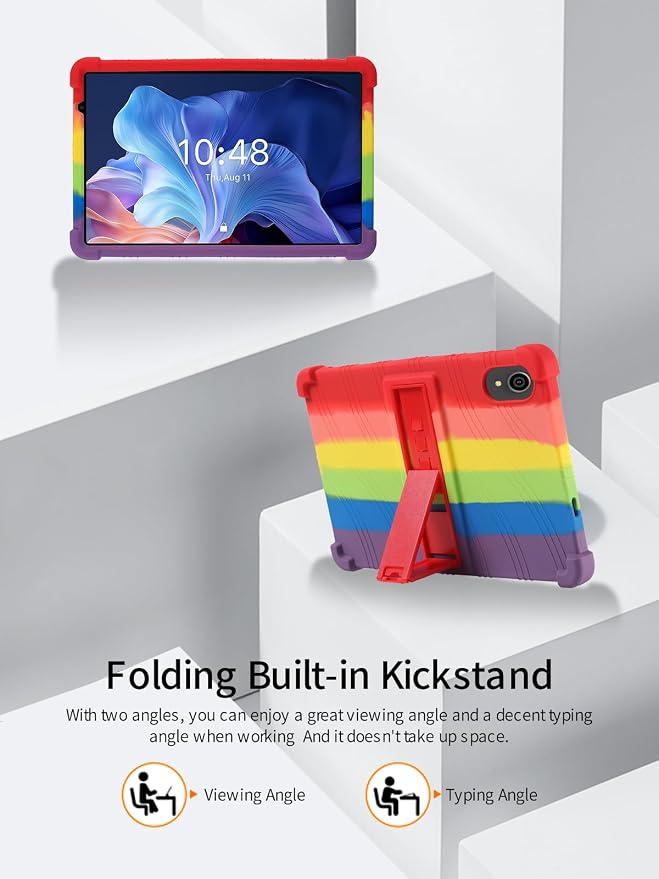 for ApoloSign EP103A 10.1 Tablet CaseBOVUGAC Soft Silicone Case Adjustable Stand Shockproof Kids Friendly (Black)