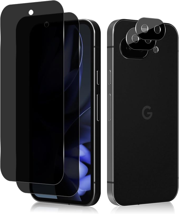 Privacy Screen Protector for Google Pixel 10 Lens Protector | [2+2] 9H Hardness Tempered Glass Protective Film + Camera Lens Protector [Full Coverage] [Anti-Spy] [Scratch-Resistant]